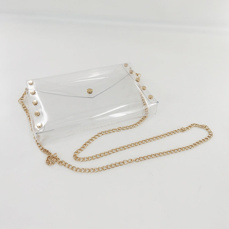 Clear Gold Studded Stadium Bag - The Gold Cactus